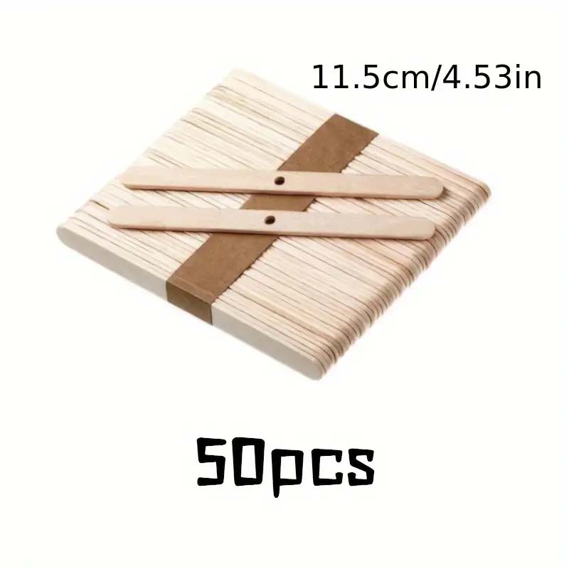 50 unids/set punzón de madera soporte fijador de mecha de vela con agujero, Clip de fijación de mecha de luz de palo: Default Title