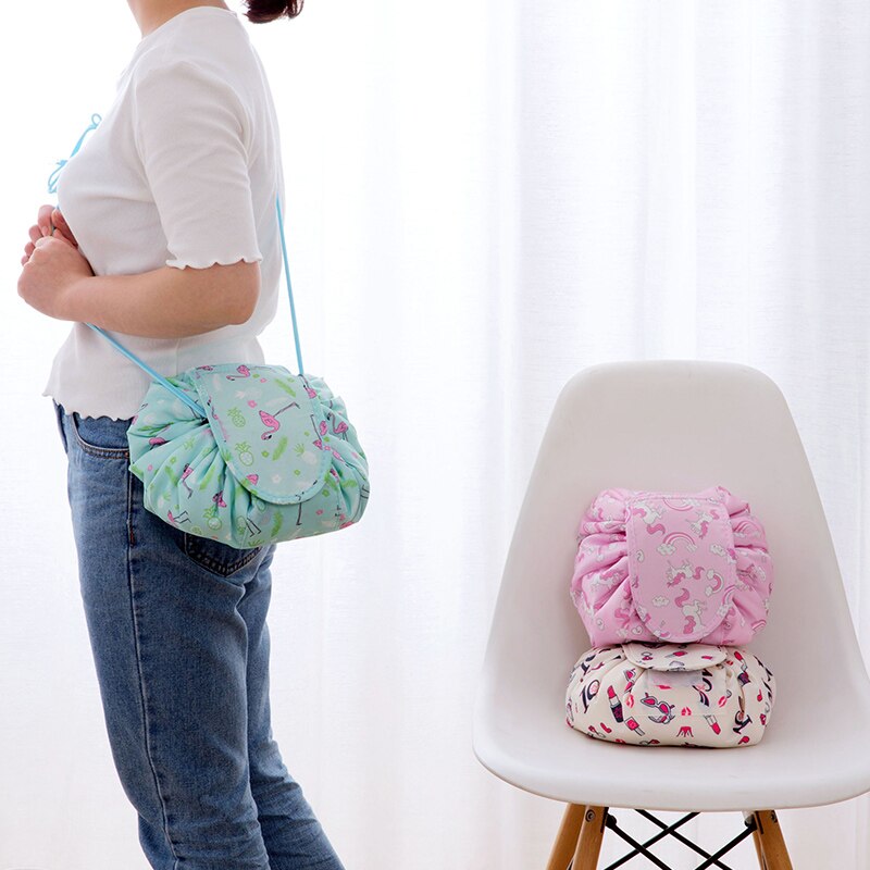 Women Unicorn Flamingo Cosmetic Bag For Travel Drawstring Makeup Toiletry Storage Organizers Portable Wash Kits Bag
