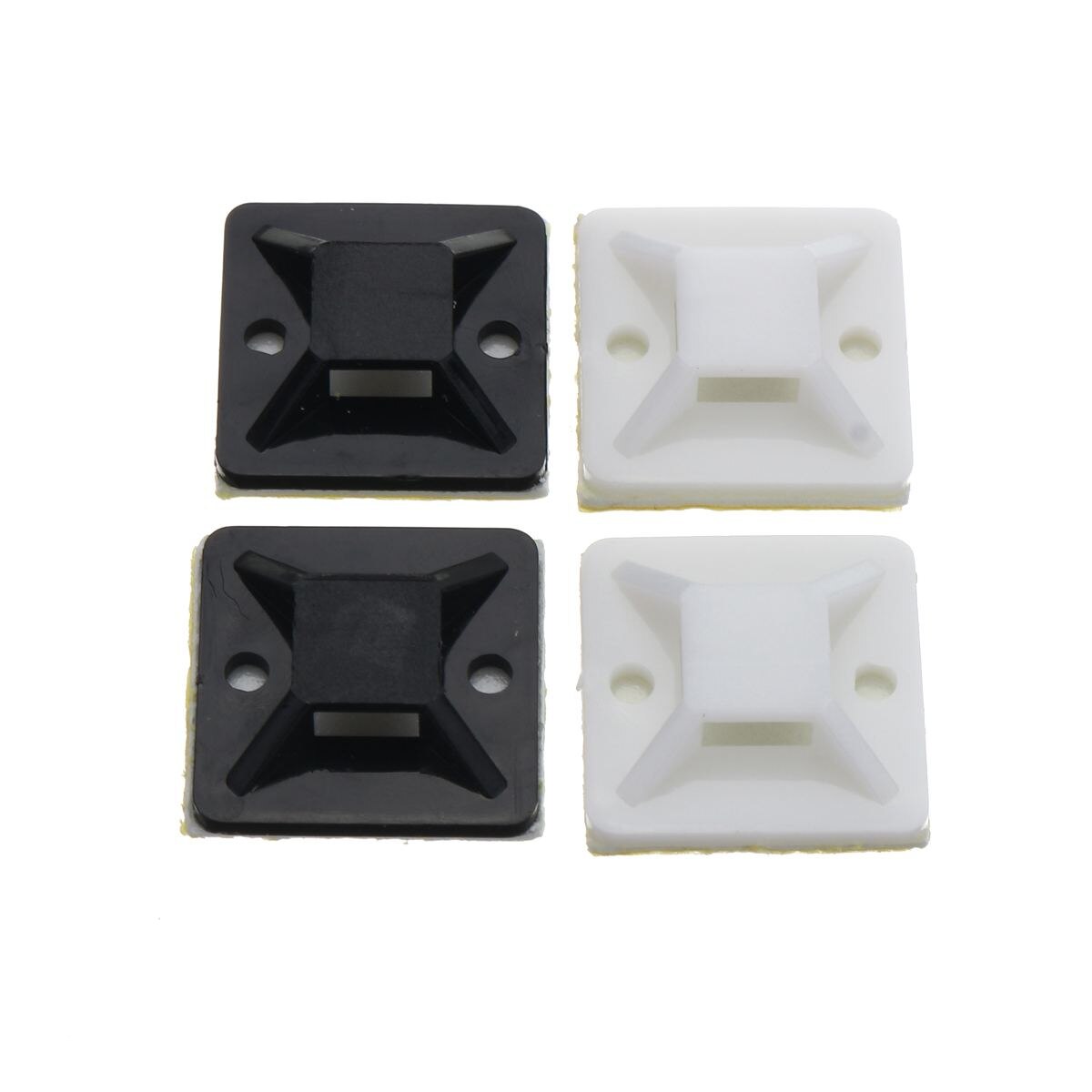 200PCS 100Pcs 20x20mm Self Adhesive Stick-on Mounts For Cable Ties / Routing Looms Wire & Cable Base Clamps Clip Black White