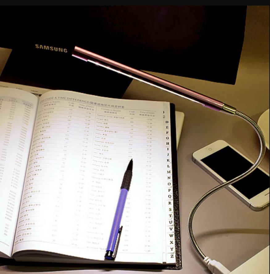 Metallmateriale usb ledet-lyslampe 10 ledet-lys fleksible bokleselys til bærbar pc datamaskin 6 farger