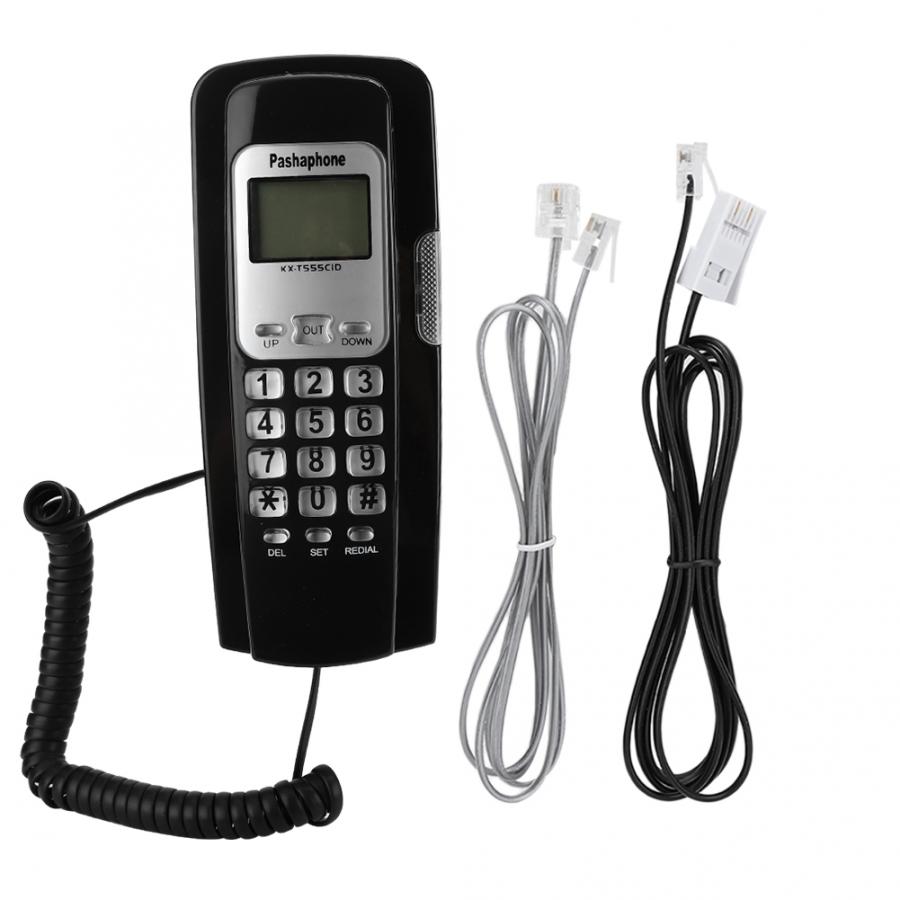 Hotel Corded Telephone Home Office Hanging Landline Telephone Wired Caller ID Display Telephone with LCD Screen Display: Black