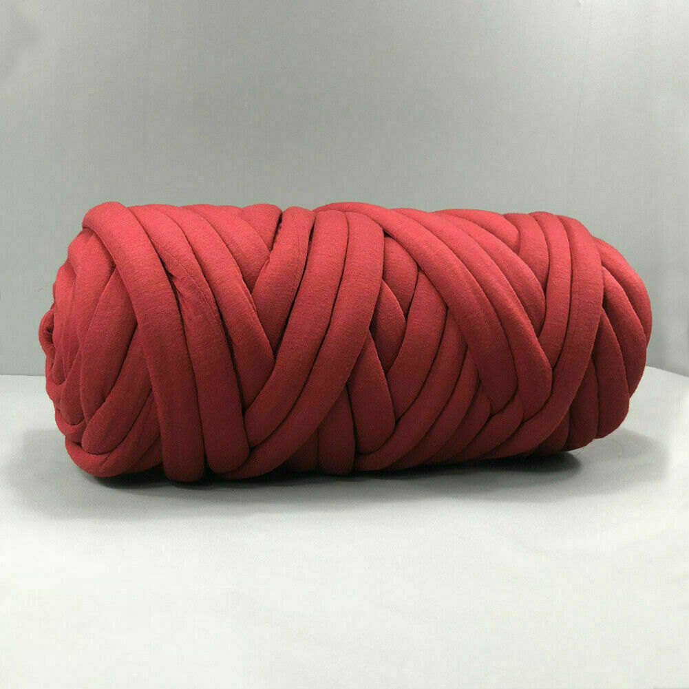 DIY ręcznie tkane koce nici rdzeniowo-spun tkaniny paski gruby koc z wełny materiał można prać w pralce bez kłaczków: Red-250g