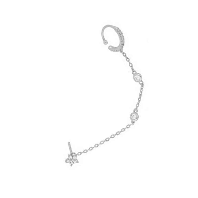 Roxi Mooie Bloem Stud Oorbellen Voor Vrouwen Shiny Hoop Kristallen Ronde Zirkoon 925 Sterling Zilveren Oorbellen Bruiloft Sieraden: silver 1pc