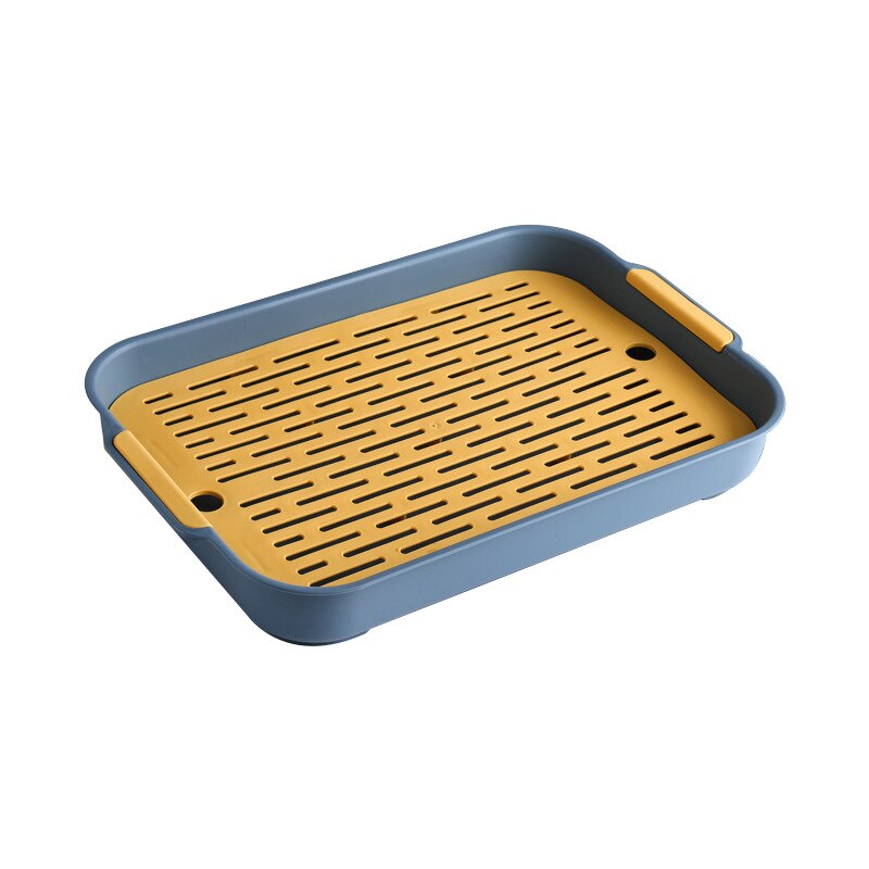 Bandeja de drenaje para el hogar, bandeja doble Rectangular para fruta, vajilla de cocina, cesta de drenaje