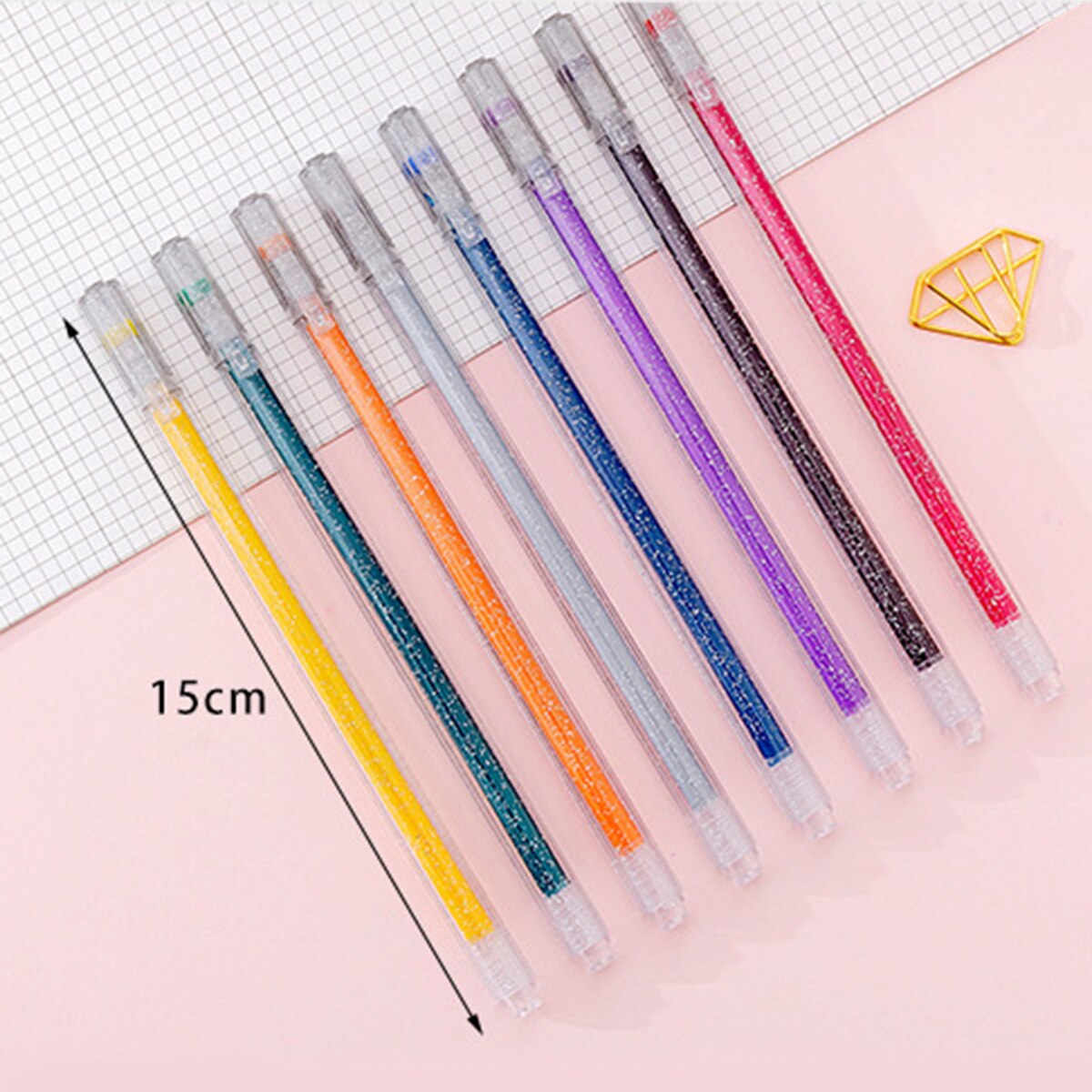 Bolígrafos de Gel con purpurina de Color, bolígrafo Neutral de 0,38mm para escribir, dibujar, pintar, revistas, bolígrafo, marcador artístico, suministros estacionarios para estudiantes