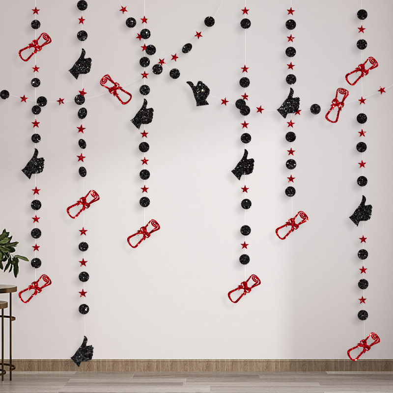 Guirnaldas de graduación de oro y negro con purpurina de 4M, adornos colgantes para de graduación 2025, decoración del hogar