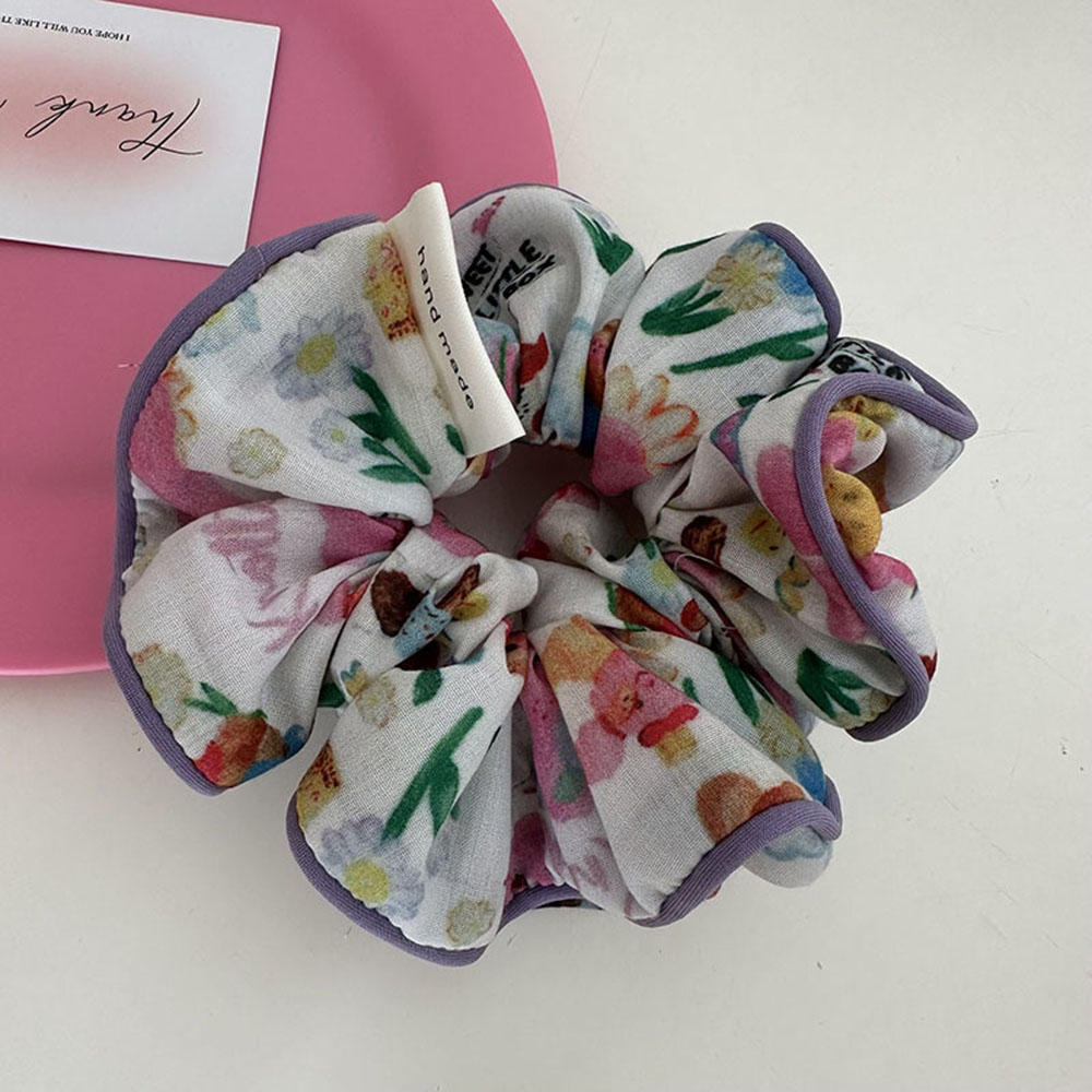 Ins Floral Dieren Patroon Elastisch Haar Scrunchies Stof Headrope Haaraccessoires: YELLOW