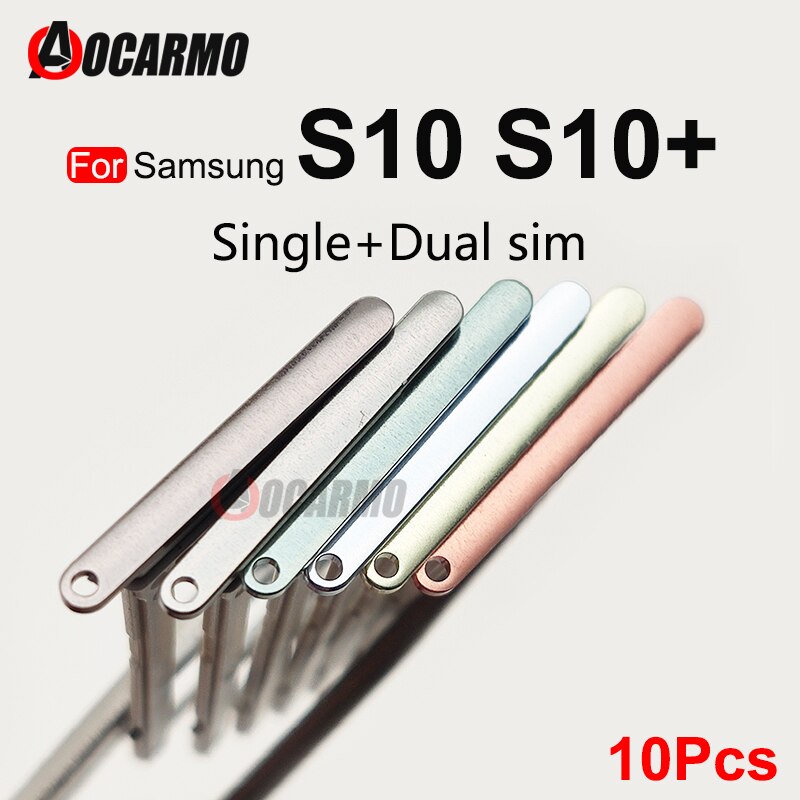 10Pcs/Lot For Samsung Galaxy S10 Plus S10+ Dual Single Sim Card Slot Tray Holder Sim Card Reader Socket Replacement Parts