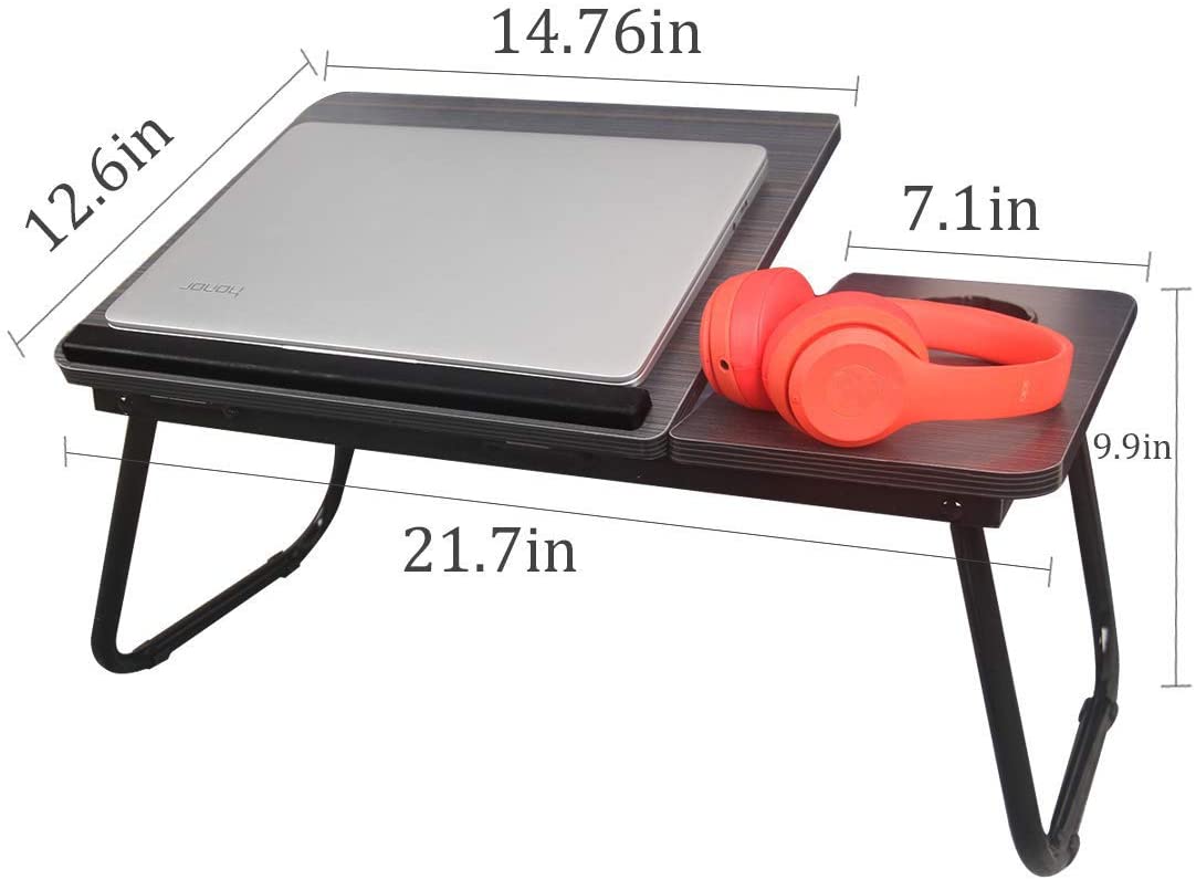 Plegable Mesa portátil de escritorio del regazo soporte de mesa ajustable para Laptop para la cama Notebook Tablet con sostenedor de taza