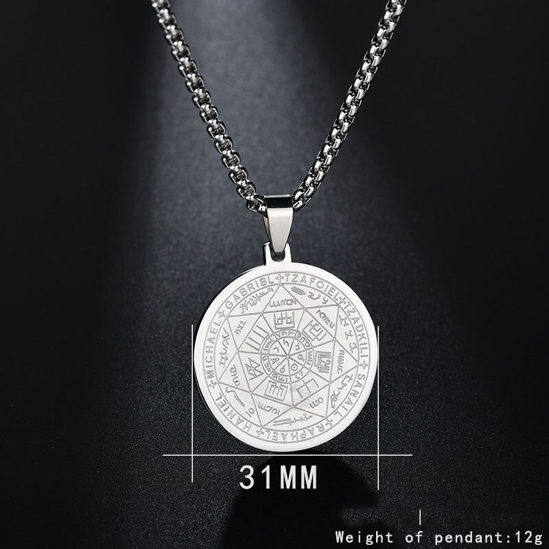 Pentagramm Halskette Sieben Erzengel Amulett Schutz Pentagramm Anhänger Halsketten für Frauen Männer Trend Edelstahl Schmuck