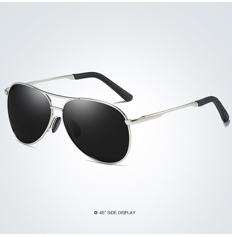 Sunglasses Fishing Driving Sunglasses Brand Men UV400 Polarized Square Metal Frame Male Sun Glasses: silver gray