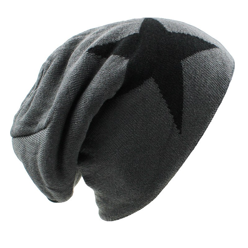 Lovingsha fuskpäls varm baggy stickad mössa herr mössor stickade skullies huv hattar för män kvinnor mössor herr mössa för män: Mörkgrå