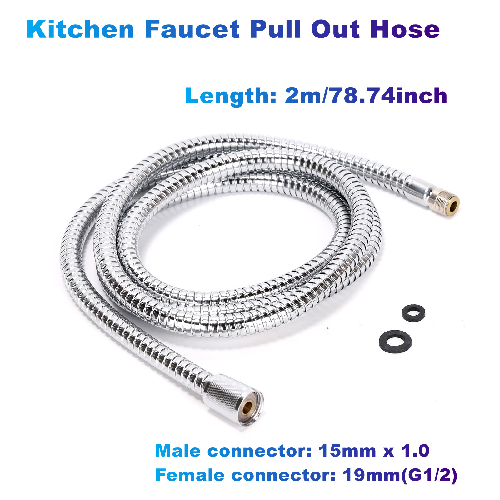 Küchenarmatur, herausziehbarer Schlauch, Edelstahl plattiert (M15 und G1/2), 78 Zoll, Ersatz, kompatibel mit Grohe, Ladylux, EuroPlus, Alira