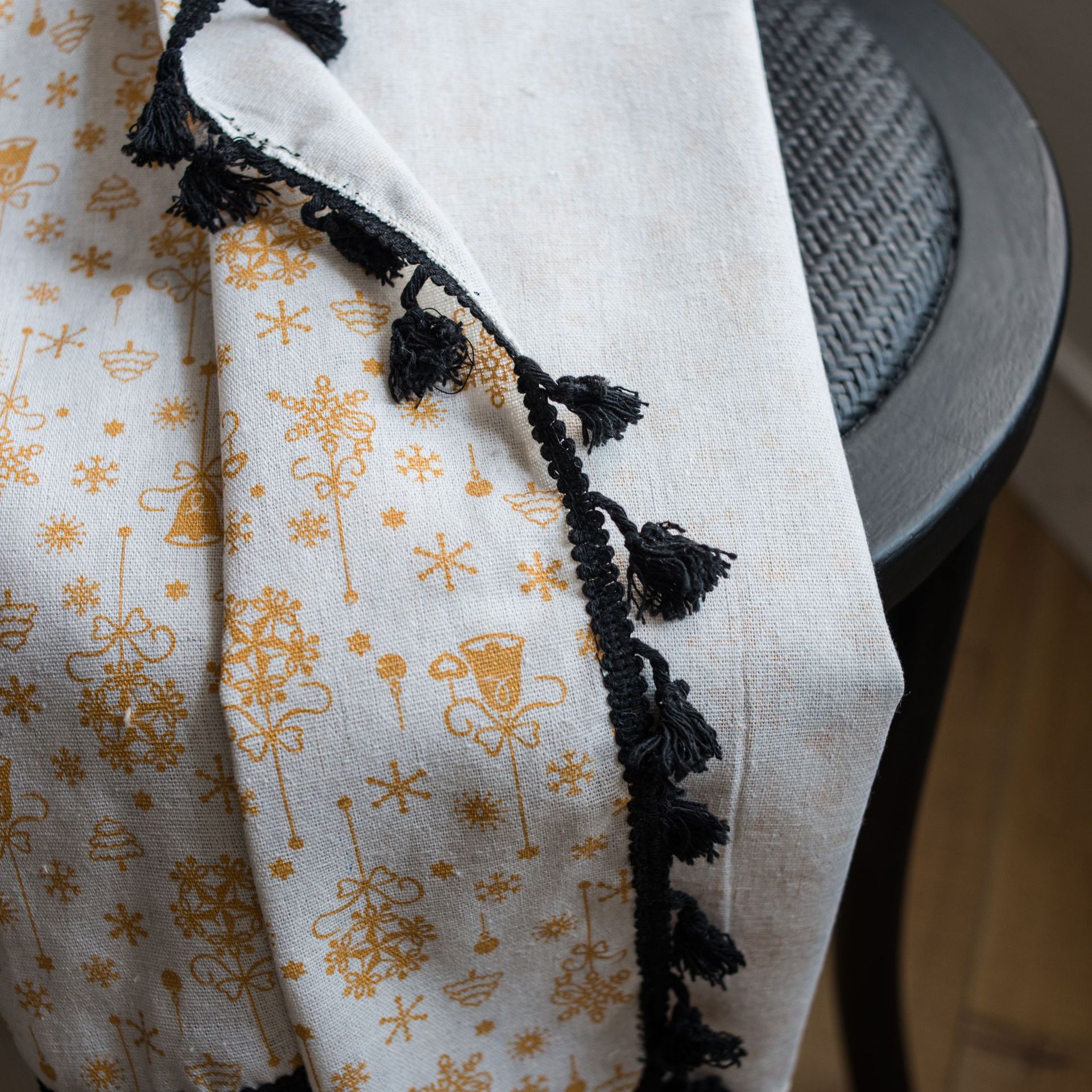 Luxe Witte Kerst Gordijnen Amerikaanse Katoen-Linnen Bronzing Chimes Gordijn Semi-Shading Erker Decoratie Woonkamer