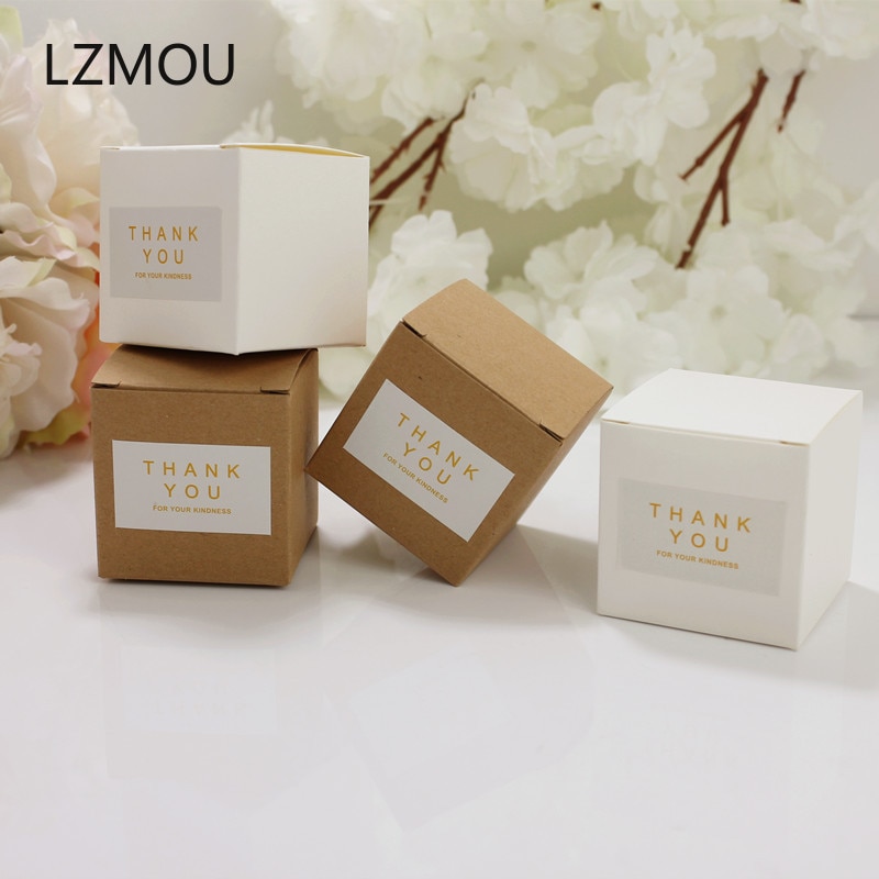 10 Uds pequeño cuadrado de papel Kraft caramelo caja de boda dulces bolsas porta de de boda cajas de papel envoltorio para Chocolate