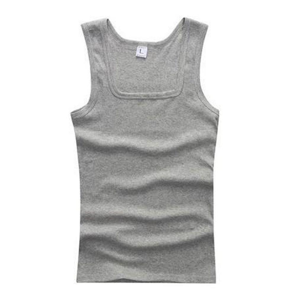 Ropa de verano de talla grande para hombres y mujeres, camisetas sin mangas negras, blancas y grises, camisetas 100% de algodón para Fitness, chalecos musculosos para hombres, camiseta para mujeres: L / Gris