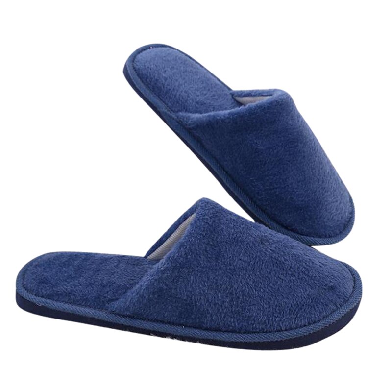 Kengät tohvelit naisten miehet koti pörröinen talo talvi lämpimät tossut pehmeät lenkkarit sisätiloissa makuuhuone pantuflas zapatos: Tummansininen (44-45))
