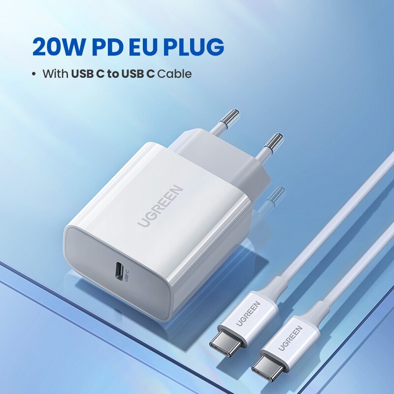 Ugreen pd carregador 20w qc4.0 qc3.0 usb tipo c carregador rápido carga rápida 4.0 3.0 qc para iphone 13 12 pro xs 8 xiaomi carregador de telefone: White add C-C