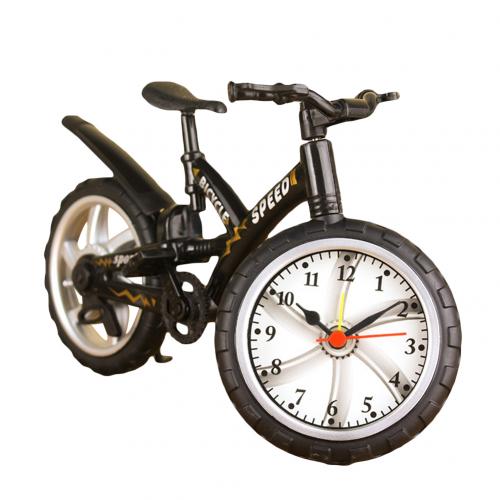 Miniatuur fiets in de vorm van een fiets, wekker met tijdweergave, decoratie voor studenten, wekker voor thuis, kantoor, horloge: Zwart