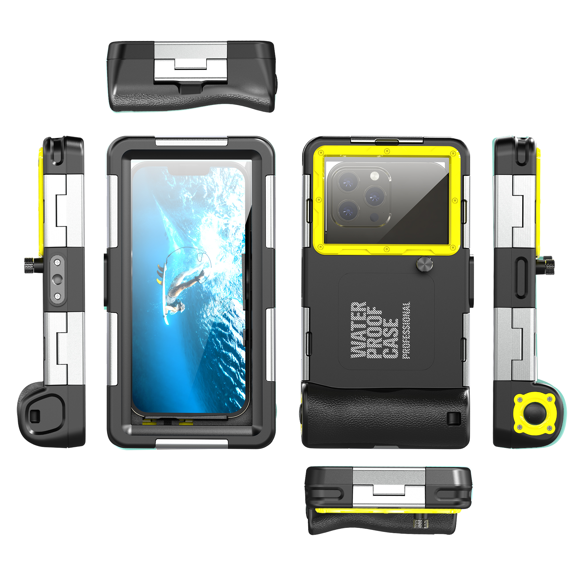Shellbox Nieuw geüpgradede veelkleurige IP68 standaard 15M/50ft duiken/zwemmen fotografie professionele duiken waterdichte telefoonhoes: Licht Groen