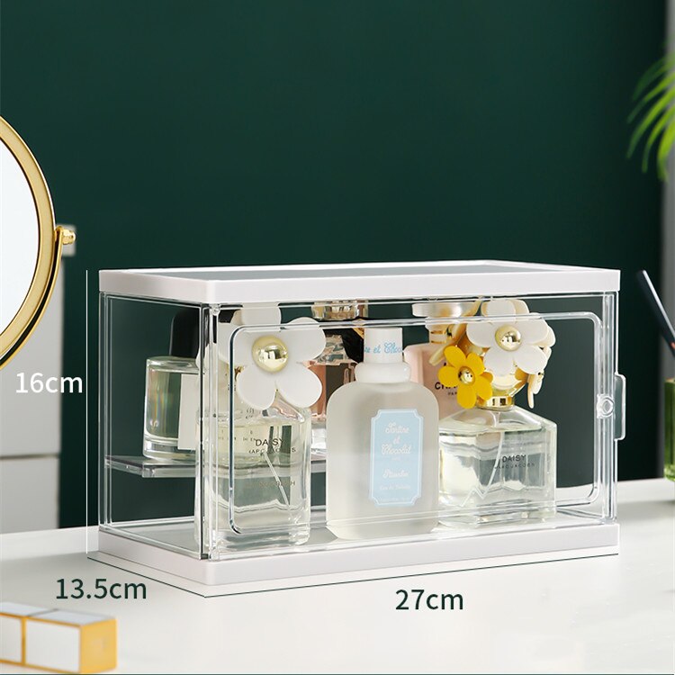 Caja de almacenamiento de perfumes acrílica transparente de gran capacidad, estante de joyería, caja de almacenamiento de maquillaje a prueba de polvo, armario de exhibición de esmalte Aail de juguete: Single S