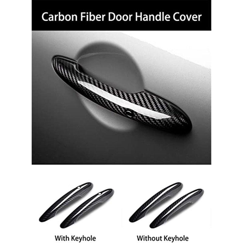 4PC Carbon Fiber Door Handle Cover Accessories with Keyhole for Mini Cooper F55 F56 F54 F60 R55 R56 R60 Countryman