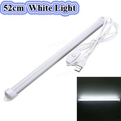 USB LED BAR Light DC 5V 5730 Bar Led52cm Aluminum Strip Light For Cabinet Closet White Warm White Study Reading Lamp With Switch: 52cm White