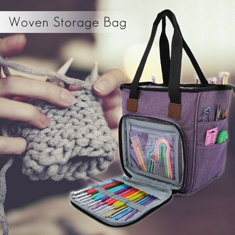 Breien Tas Draagbare Hoge Capaciteit Gehaakte Breien Tool Garen Opbergtas Case Tote Voor Wol Naaien Levert Set Diy Organizer