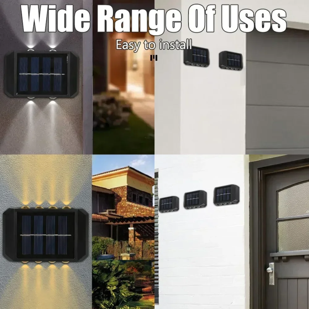 4/6/8 LED-wandlamp op zonne-energie Waterdicht te installeren Veranda Lichten Up Down Verlichting voor Outdoor Yard Garden Street Landscape Decor
