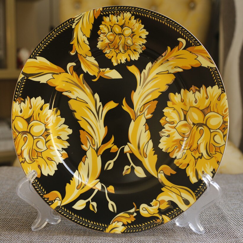 Service de vaisselle chinois doré de luxe en os de phénix, vaisselle en porcelaine Jingdezhen, assiettes en dieu soleil, décoration de la maison