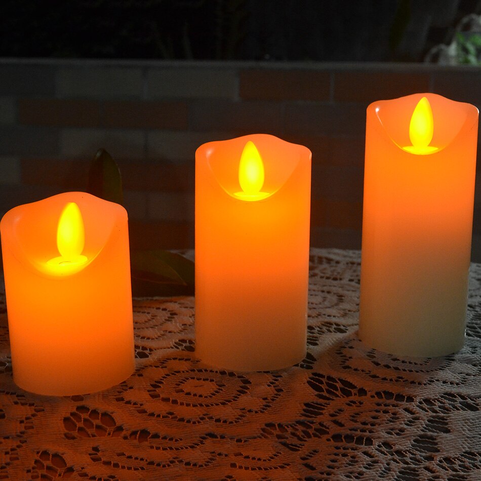 electrical battery operated paraffin wax led candle with swing light for wedding birthday party decoration 6 size option