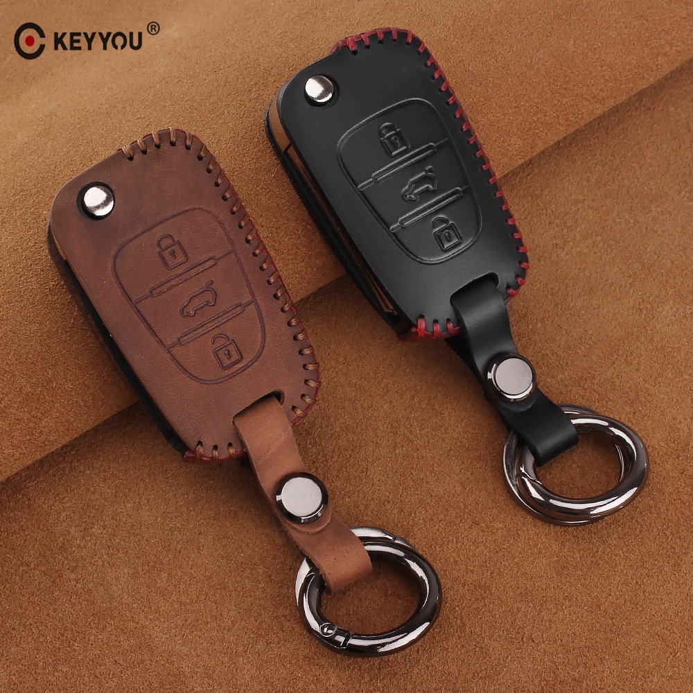 Keyyou läder för bilnyckel till hyundai  i20 i30 i40 ix25 creta  ix35 hb20 solaris elantra accent för kia  k2 k5 rio sportage