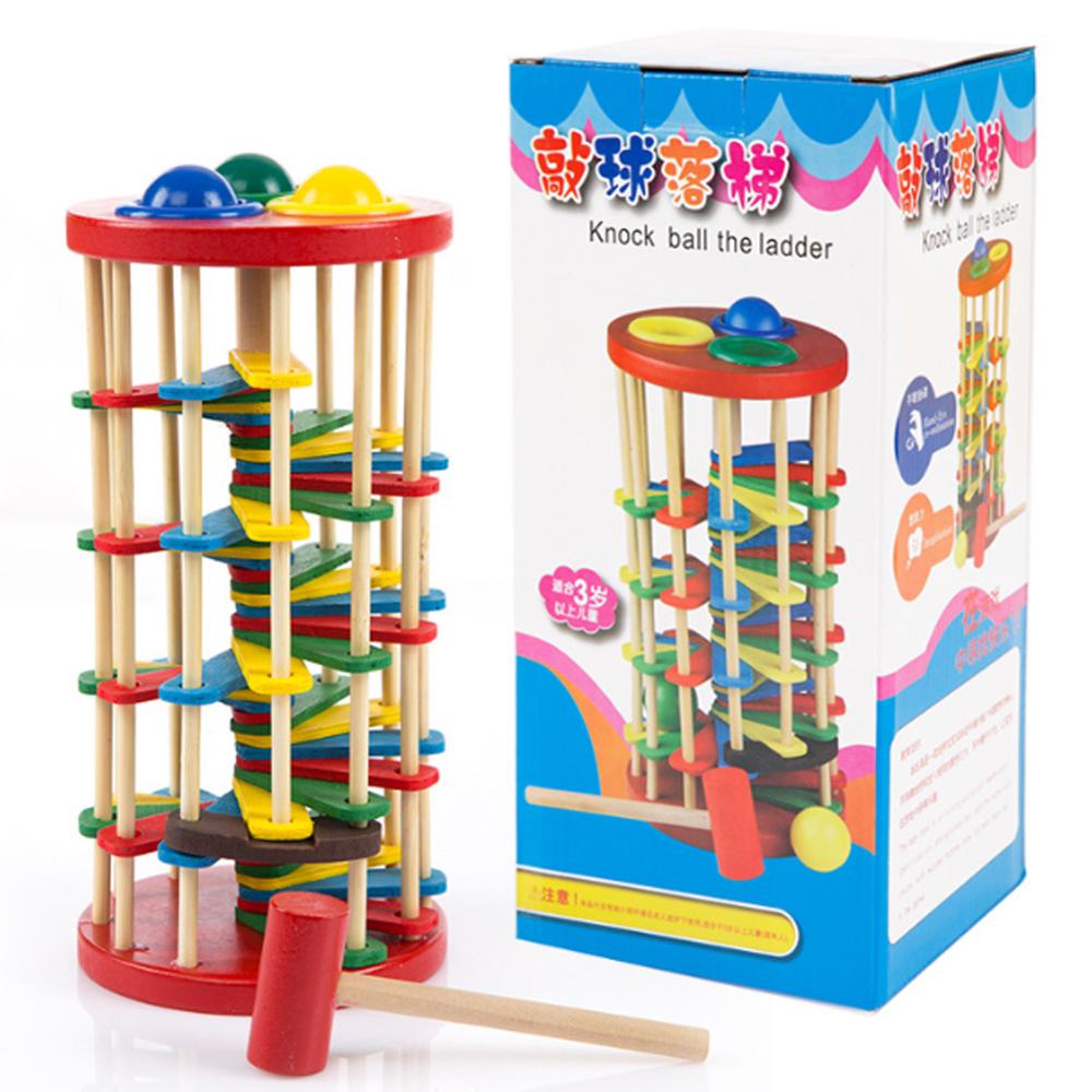 Originele Houten Multicolour Bal Ladder Speelgoed Baby Speelgoed Kinderen Educatief Speelgoed Klop Houten Speelgoed Voor Kinderen