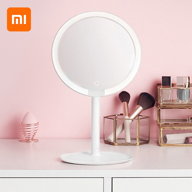 Xiaomi Mijia Electric Makeup Mirror USB Rechargeable LED Lamp 900lux HD Cosmetic Mirror Brightness Adjustable Surrounding