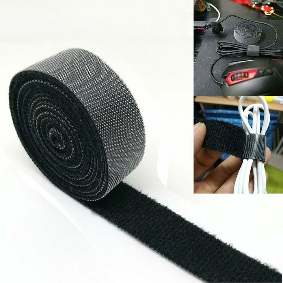 5M DIY Plastic Nylon Cable Ties Manager Winder Cable Clip Ties Velcro Strap Ribbon Wire Strap Seals Office Desktop Management