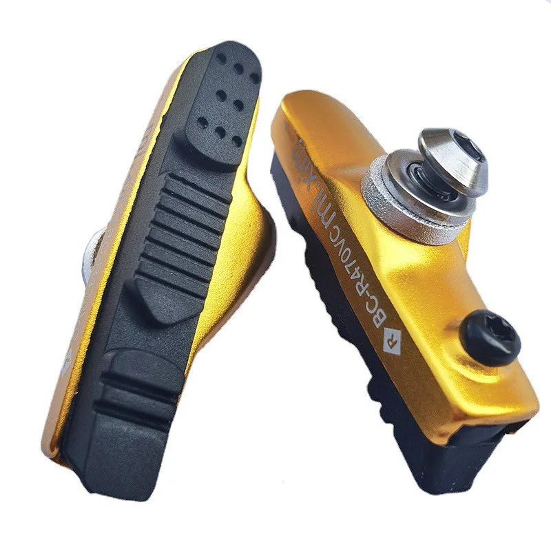 Racefiets remblokken Voor Velg C Rem CNC Fiets Remmen V-Brake Houder Schoenen Rubber Blok Duurzaam Fietsen Accessoires: YELLOW