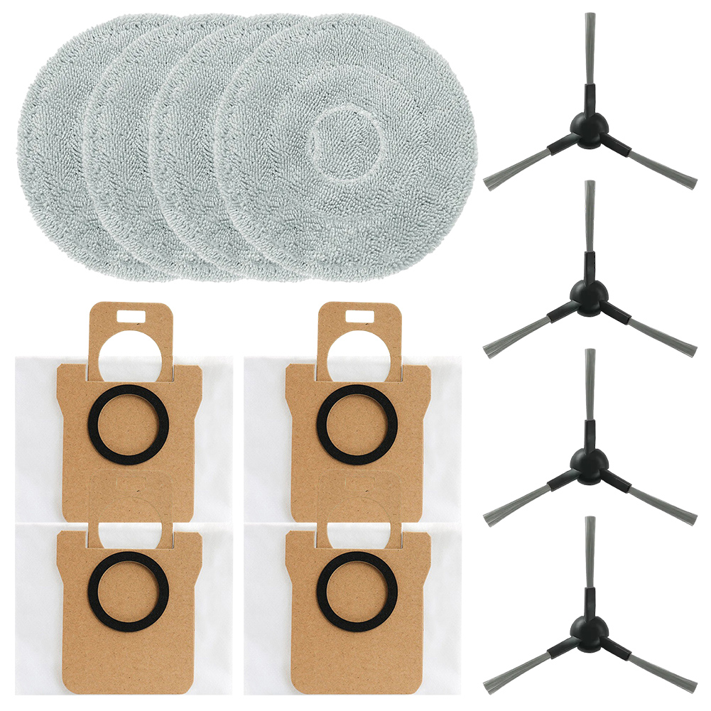 For JONR P20 PRO Vacuum Accessories Parts：Mop Cloth Dust Bag Side Brush Cleaning Accessories Set: Light Grey