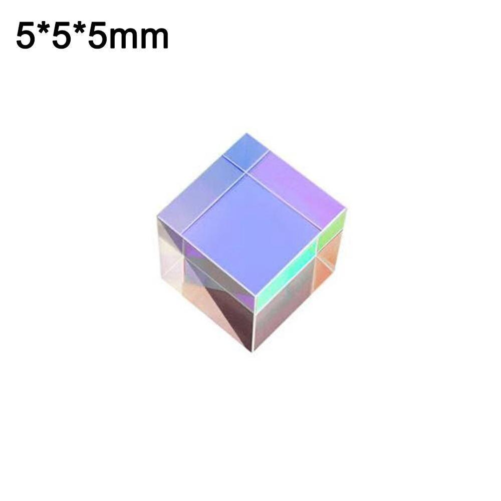 Dichroic Glass Optical Color X-Cube Four Side Polished Glass Experiment Prism 5*5*5mm For Teaching K9 Rainbow Cube G0A7: A
