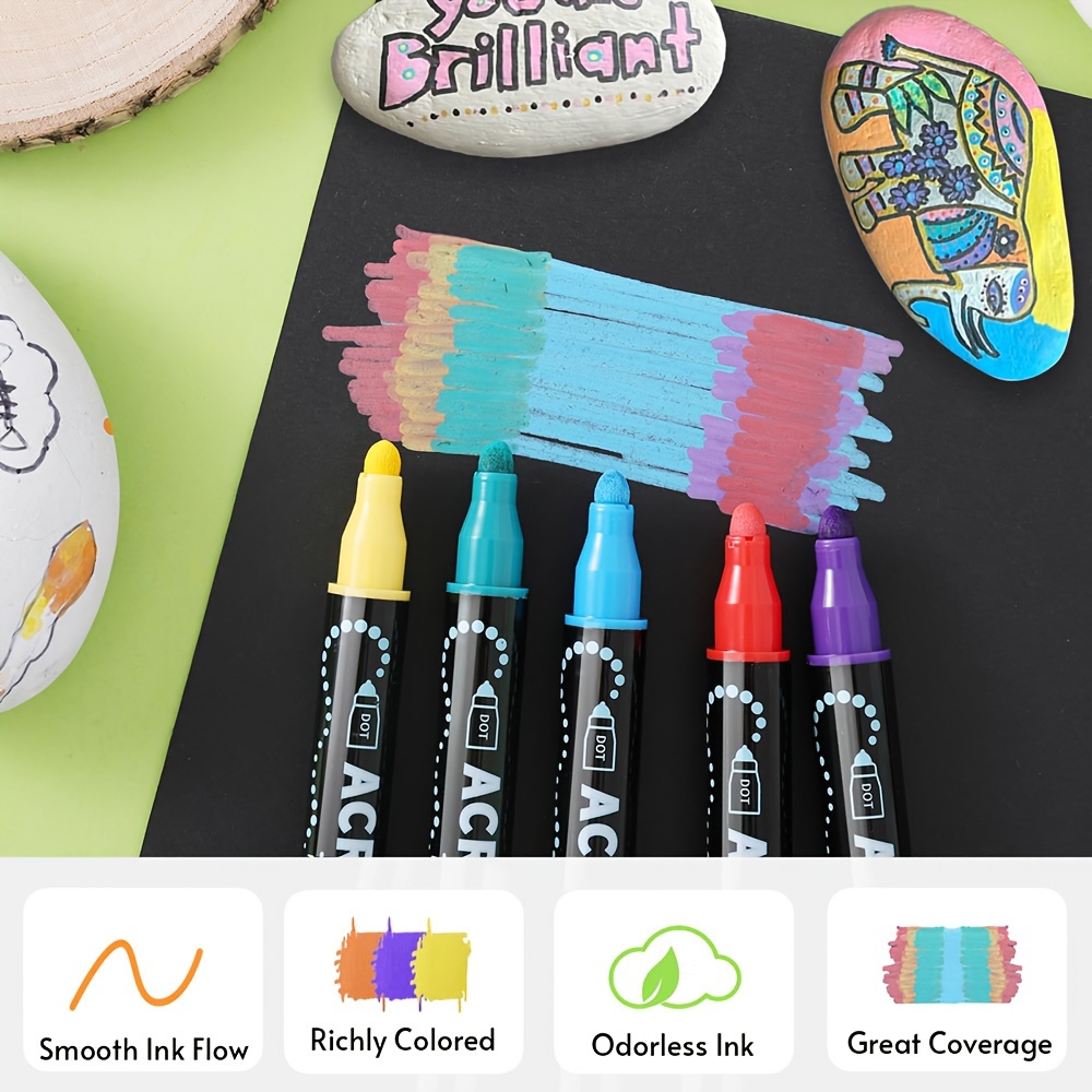 Dual Tip Acrylic Pens Markers, Double Tip Premium Acrylic Markers, Acrylic Markers for DIY Crafts Making Art Supplies