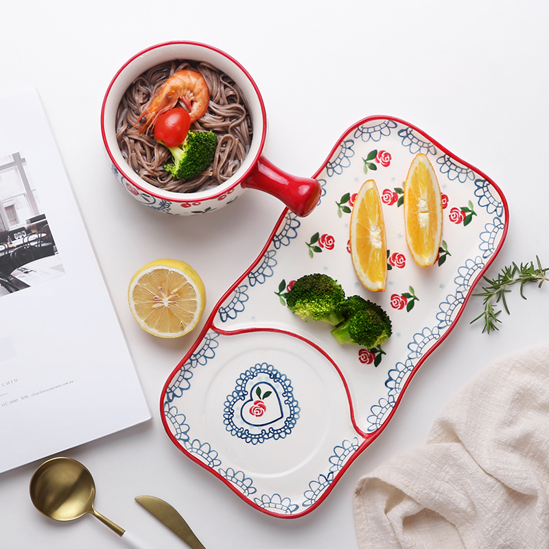 Oneisall middagstallerkener i japansk stil porcelæn keramik kage frugt grøntsag salat platos porcelæn stel fade supla fad