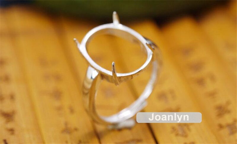 Joanlyn Ring Blank for 6x7mm/7x9mm/9x11mm/10x12mm/12x16mm/13x18mm Oval Cabochons 925 Silver Adjustable Band Ring Base JZ006