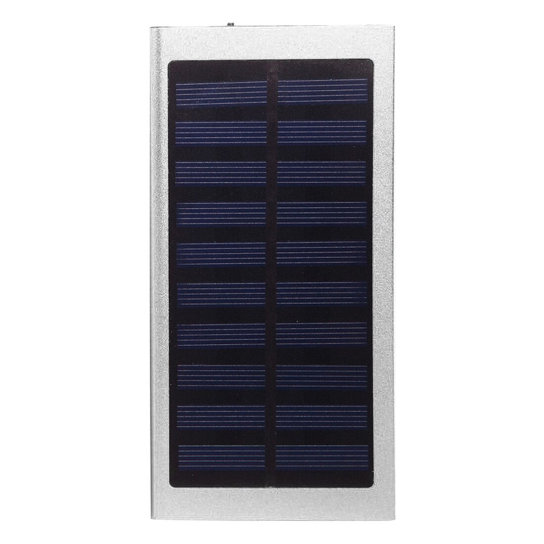 Solar Power Bank Dual USB Output 20000mAh Ultra-thin Solar Mobile Power External Polymer Battery Charger Outdoor Light Powerbank: Silver