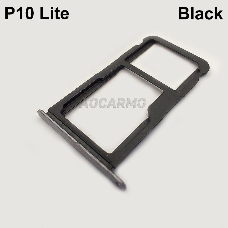 Aocarmo-soporte para MicroSD para Huawei P10 Lite, bandeja de tarjeta Sim Nano, pieza de repuesto para ranura: Black