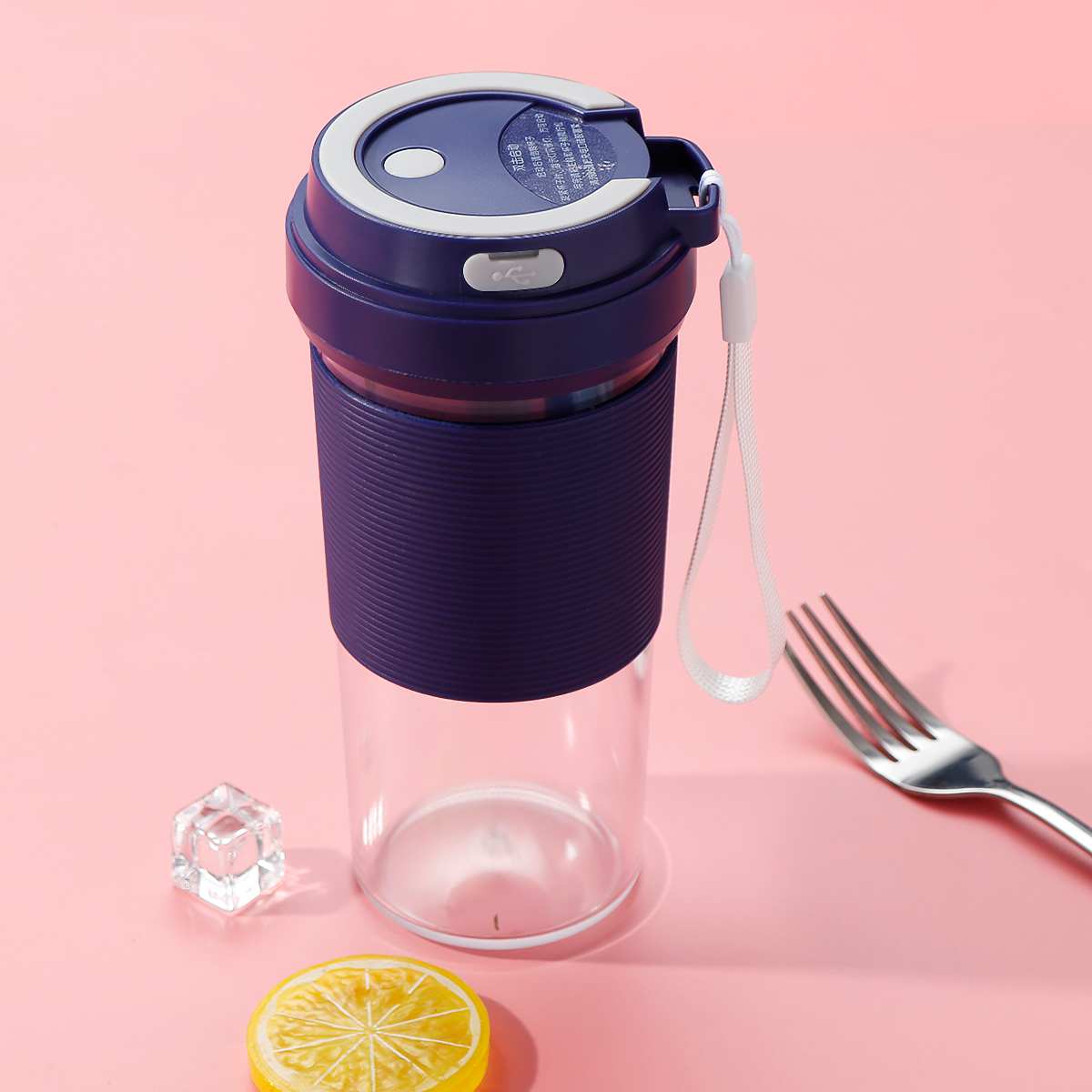 Draagbare elektrische sapcentrifuge, 400ml kleine fruitbekers, keukenmachine, mixer, mini-usb-oplaadbaar, 40 seconden snelle sapcentrifuge: Blauw