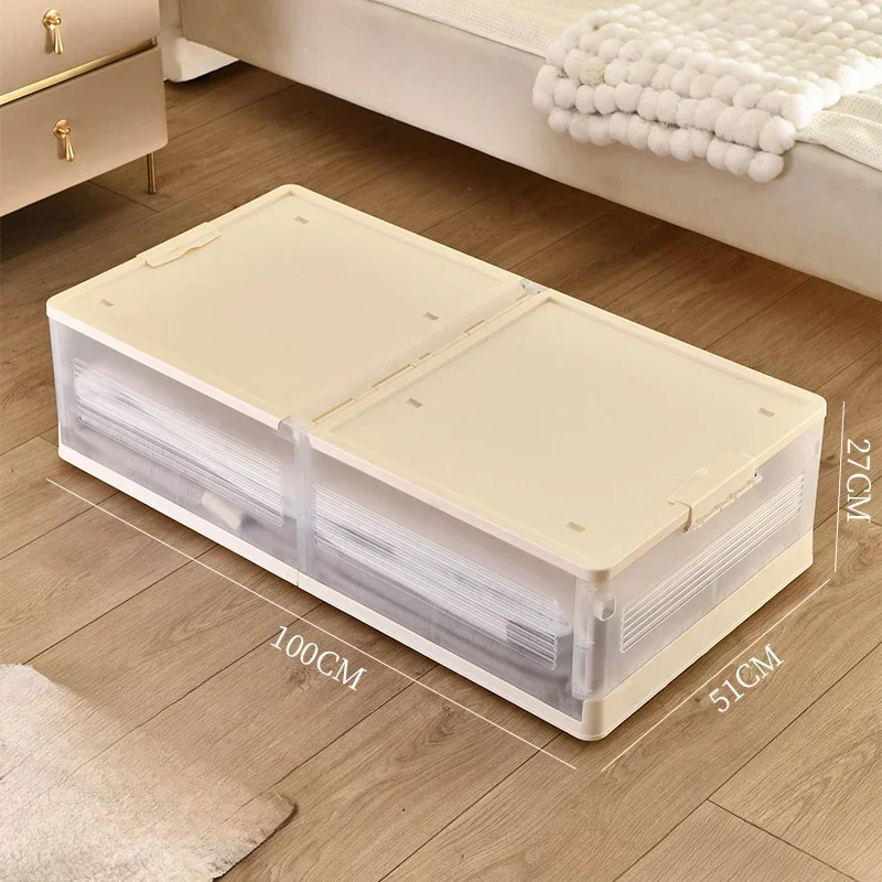 Storage Organizer Underbed Storage Box for Household Use with Wheels ,Flat Organizing Box,Foldable Bed Tail Clothing Storage Box: Burgundy