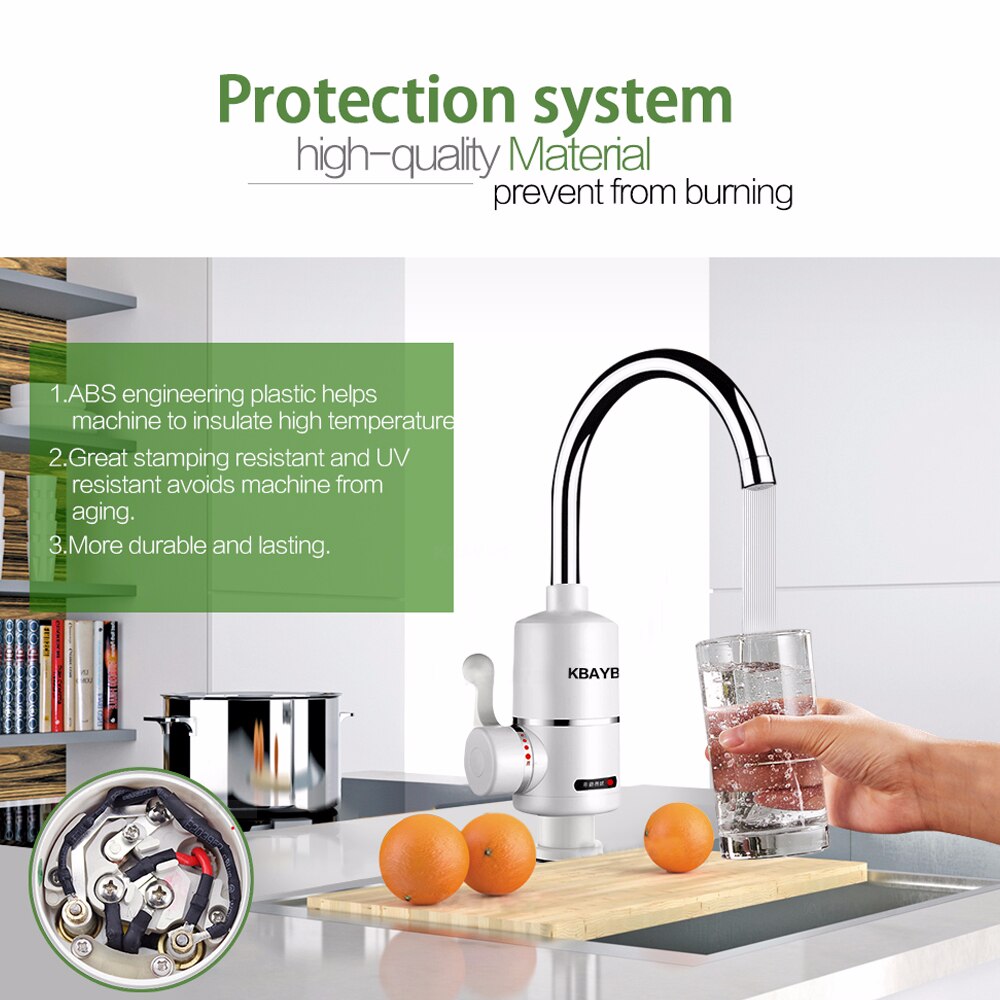 KBAYBO-grifo sin depósito de 2000W, calentador de agua eléctrico instantáneo, grifo eléctrico de cocina, calentamiento instantáneo en 3 segundos