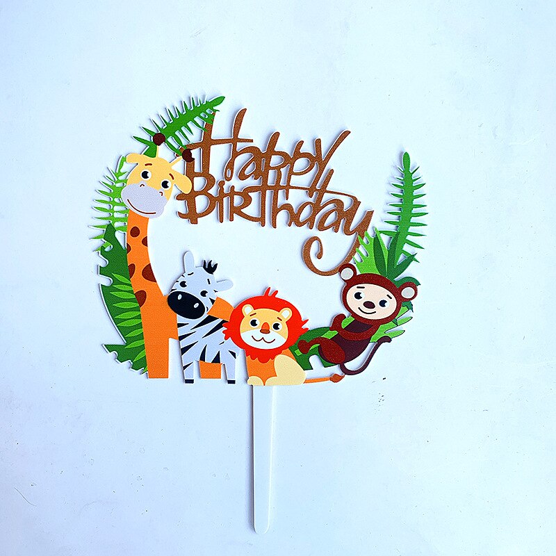 Cute Cartoon Acrylic Cake Card Happy Birthday Small Animal Birthday Cake Decoration Cake Decorating Supplies