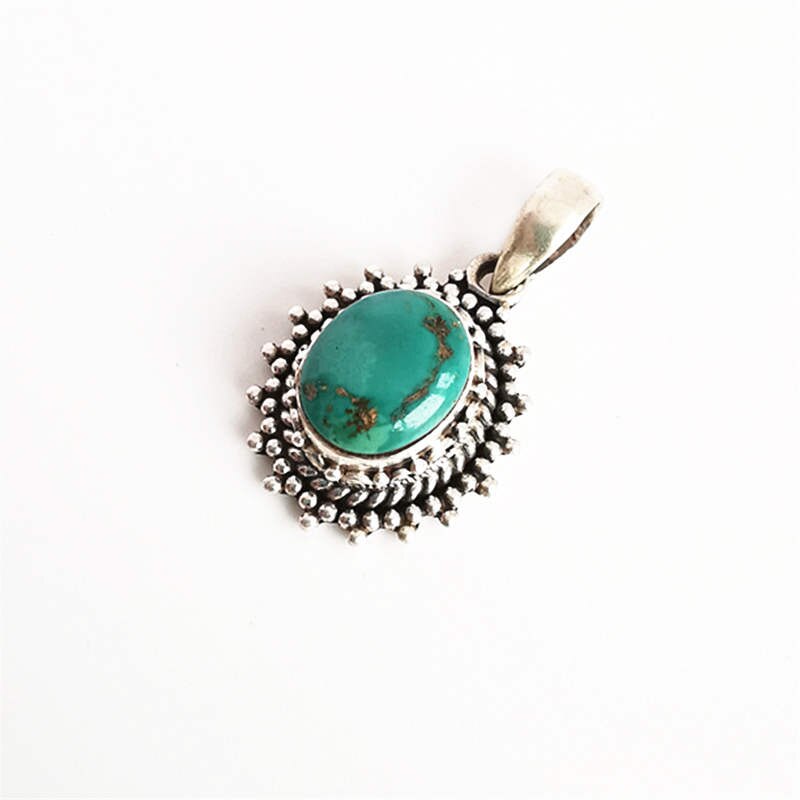 Bijoux en argent véritable népal 925 breloques en argent sterling incrustées de turquoises naturelles  t9072