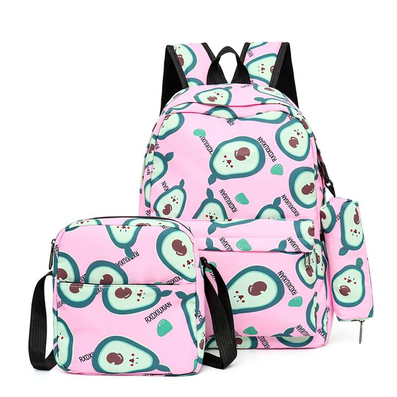 3 Stck einstellen Nette Avocado Frauen Rucksack Kawaii Schule Tasche Für Mädchen Große Kapazität Scoolbag lässig Damen Buch Taschen Oxford mochila: Rosa