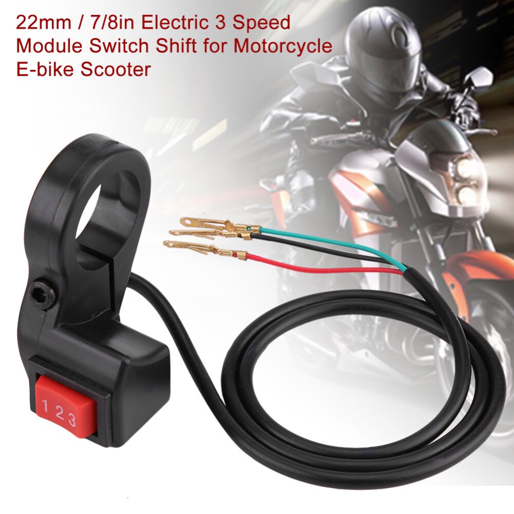 Practical 22mm 7/8in Electric 3 Speed Module Handlebar Switch Shift for Motorcycle E-bike Scooter Motor Switch Push Button